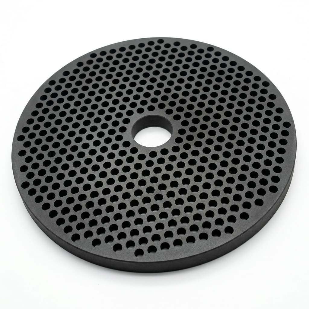 Machined graphite component after dimensional inspection